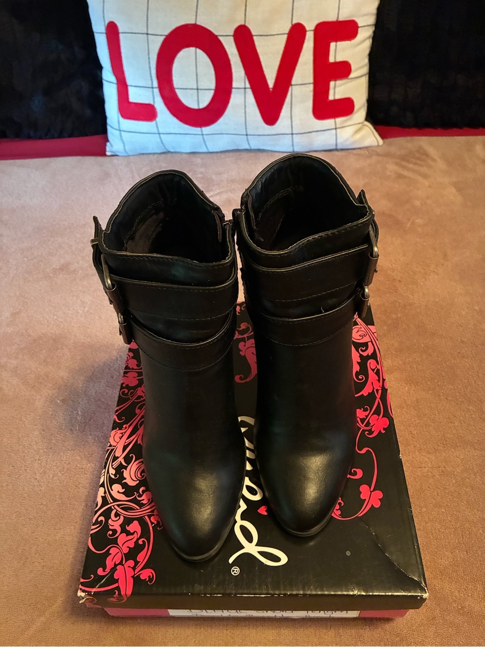 Express Black Women’s Ankle Booties with Buckle Strap Detail